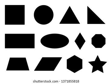 Set of simple geometric shapes including major ones: rectangle, circle, triangle.