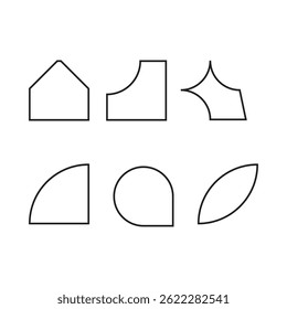 Un conjunto de Formas geométricas simples, perfectas para proyectos de diseño, ilustraciones y más.  Estilo de arte de línea limpio.