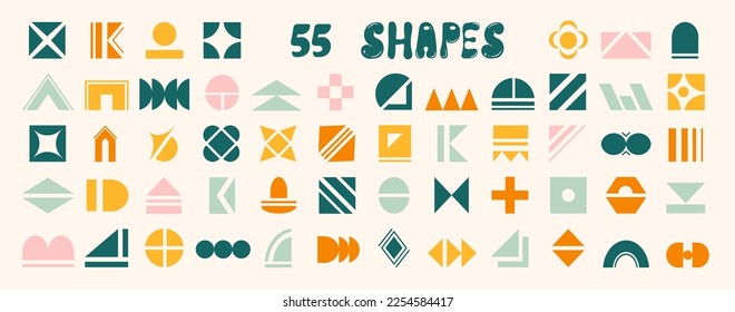 Set of simple geometric shapes. Random icon elements. For creating your own patterns and designs.