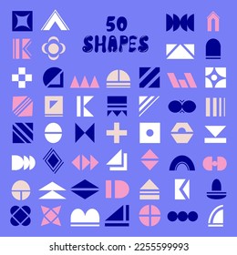 Set of simple geometric shapes. Random icon elements. For creating your own patterns and designs.