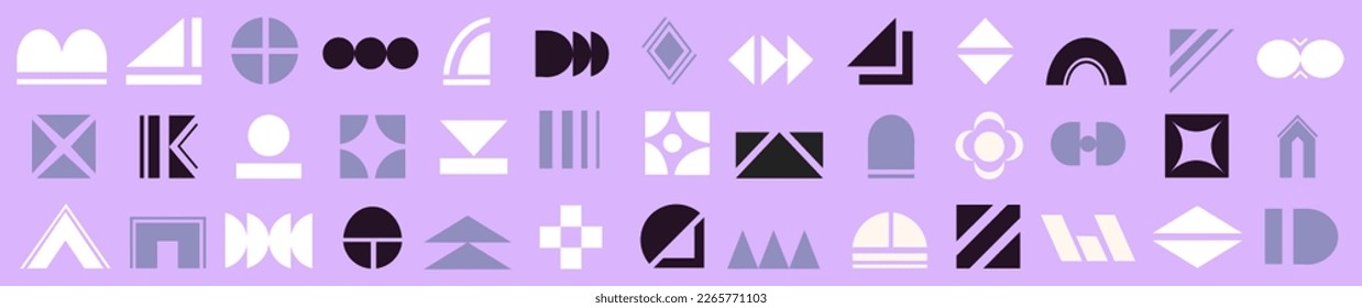 Set of simple geometric shapes. Random icon elements. For creating your own patterns and designs.