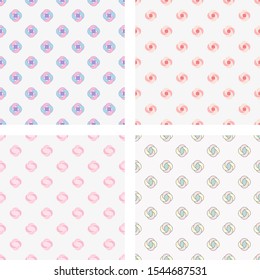Set simple geometric vector seamless pattern, design for notepad, Paper, fabrics, gift wrap and backgrounds funny pastel color design concept.