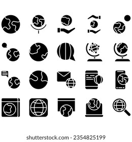 Set Simple Globe Related Vector Line Icons. Contains Icons like World Map, Connection, Global business, Travel and more