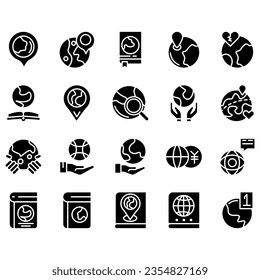 Set Simple Globe Related Vector Line Icons. Contains Icons like World Map, Connection, Global business, Travel and more