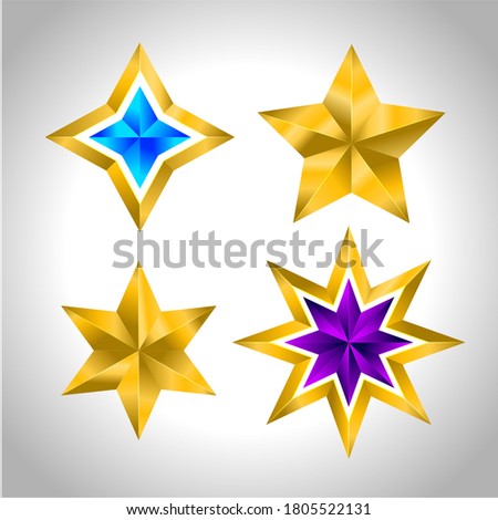 Set of simple gold colorful stars, EPS 10 New year Christmas