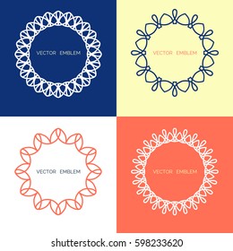 Set of simple and graceful emblem design templates, Elegant line art logo design elements, vector illustration