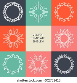 Set of simple and graceful emblem design templates, Elegant lineart logo design elements, vector illustration
