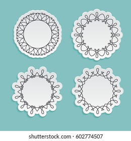 Set of simple and graceful floral frame templates, Elegant lineart logo design elements, vector illustration