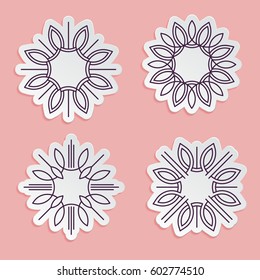 Set of simple and graceful floral frame templates, Elegant lineart logo design elements, vector illustration