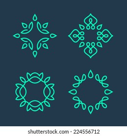 Set of simple and graceful monogram design templates, Elegant lineart logo design elements, vector illustration