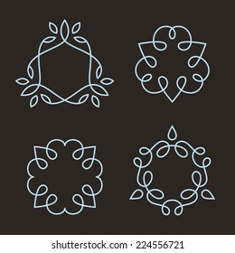 Set of simple and graceful monogram design templates, Elegant lineart logo design elements, vector illustration