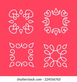 Set of simple and graceful monogram design templates, Elegant lineart logo design elements, vector illustration