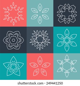 Set of simple and graceful monogram design templates, Elegant lineart logo design elements, vector illustration