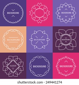 Set of simple and graceful monogram design templates, Elegant lineart logo design elements, vector illustration