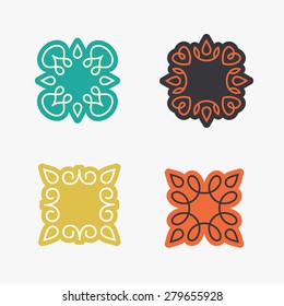 Set of simple and graceful monogram design templates, Elegant lineart logo design elements, vector illustration