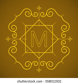 Set of simple and graceful monogram design templates, Elegant line art logo design elements, vector illustration