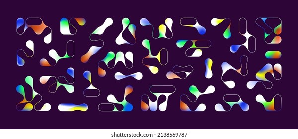 Set of simple gradient abstract random blob shapes and objects
