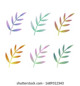 Set of simple gradient colourful gradient leaves