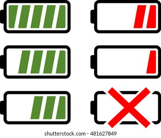 Set of simple graphic battery icons