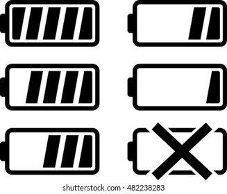 Set of simple graphic battery icons