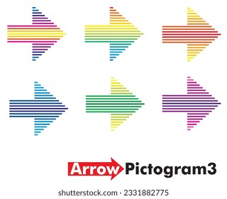 conjunto de simples pictogramas de flecha gráfica dibujados con líneas. Icono, conjunto de ilustraciones de signo