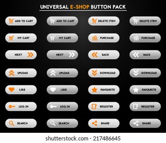 Set of simple grey and orange e-shop buttons
