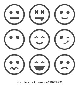 Set of simple grey smileys.