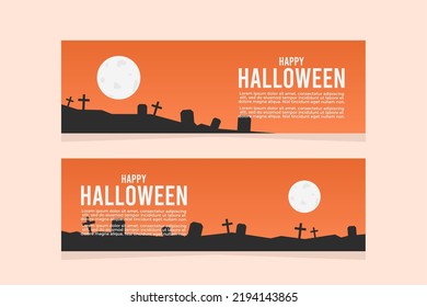 set of simple halloween banner templates