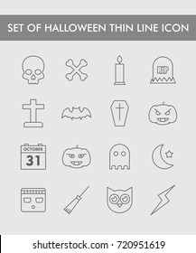 Set Simple Halloween Thin Line Icon, Monoline Isolated in Grey Background For Web, Mobile Application, Elements 