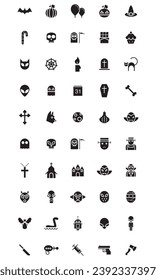 Set Simple Haloween Icon Illustration 