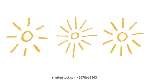 Set von einfachen handgezeichneten abstrakten Sonnensymbol Sommer Doodle Einzelelement für Print, Web, Design, Dekor