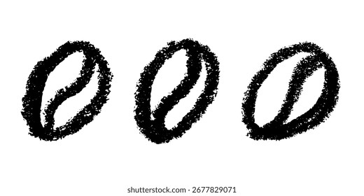 Set of simple hand drawn coffee bean Drink doodle Single element for print, web, design, decor