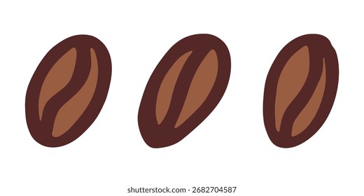 Set of simple hand drawn coffee bean Drink doodle Single element for print, web, design, decor