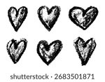 Set of simple hand drawn heart drawing illustration Scribble heart doodle Love clipart Single element for print, web, design, decor