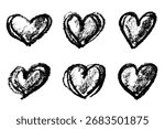 Set of simple hand drawn heart drawing illustration Scribble heart doodle Love clipart Single element for print, web, design, decor