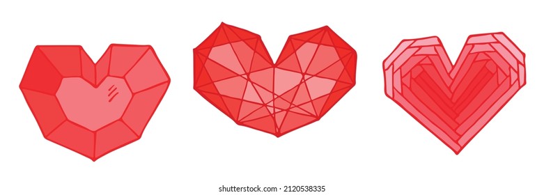 Set of simple hand drawn heart illustration isolated on a white background. Cute valentine's day heart doodle.