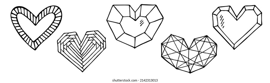 Set of simple hand drawn heart illustration isolated on a white background. Cute valentine's day heart doodle.