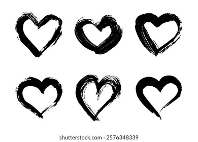 Set of simple hand drawn heart drawing illustration Scribble heart doodle Love clipart