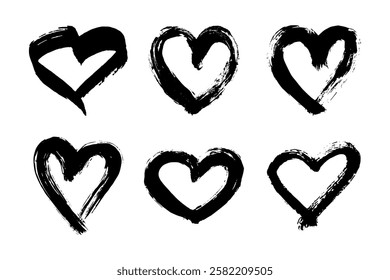 Set of simple hand drawn heart drawing illustration Scribble heart doodle Love clipart