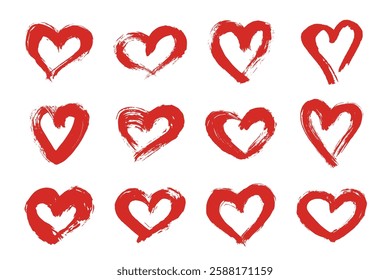 Set of simple hand drawn heart drawing illustration Scribble heart doodle Love clipart