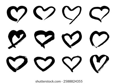 Set of simple hand drawn heart drawing illustration Scribble heart doodle Love clipart