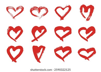 Set of simple hand drawn heart drawing illustration Scribble heart doodle Love clipart