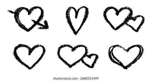 Conjunto de ilustração desenho de coração desenhado à mão simples Scribble coração doodle clipart Amor Elemento único para impressão, web, design, decoração
