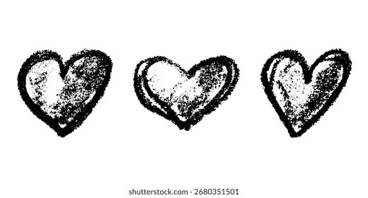 Set of simple hand drawn heart drawing illustration Scribble heart doodle Love clipart Single element for print, web, design, decor