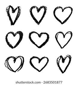Conjunto de ilustração desenho de coração desenhado à mão simples Scribble coração doodle clipart Amor Elemento único para impressão, web, design, decoração