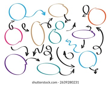 Set of simple hand drawn lines, black arrows. Set of hand drawn. vector illustration