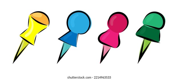 A set of simple hand drawn thumbtacks. Good for any project.