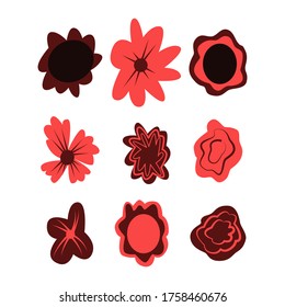 Set of simple hand drawn vector flowers for Dia de Los Muertos, traditional Mexican Halloween decoration. Day of the dead floral concept.