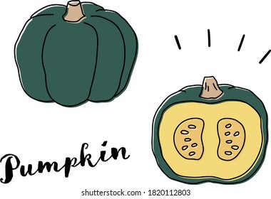A set of simple hand-drawn illustrations of pumpkins