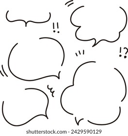 A set of simple hand-drawn speech bubbles and doodles with lines